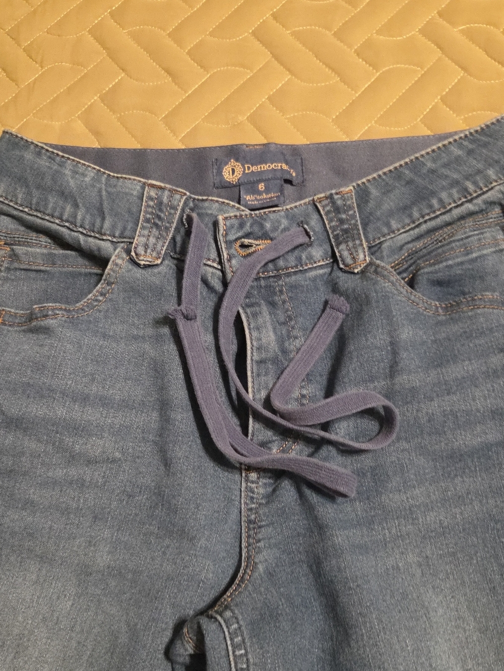 Democracy Womens  Blue Relaxed Drawstring Jeans